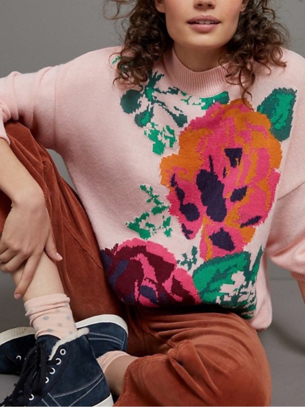 Anthropologie Aldomartins Fioretta Floral Sweater Size Large